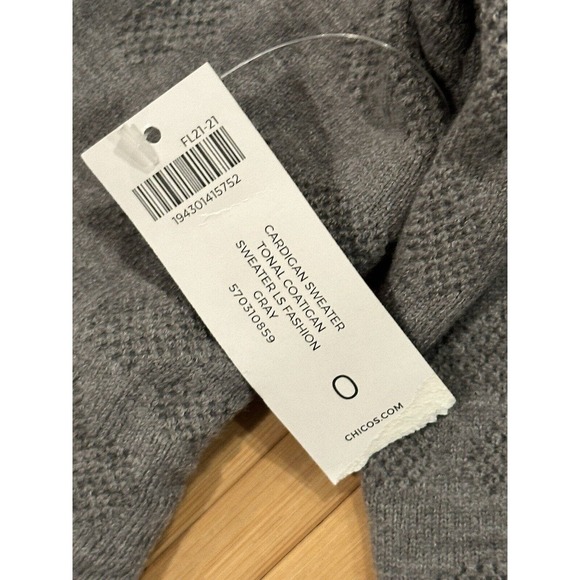 CHICOS NEW Tonal Animal Print Long Cardigan Sweater Coatigan Gray Womens S 0 4/6 - Picture 8 of 8